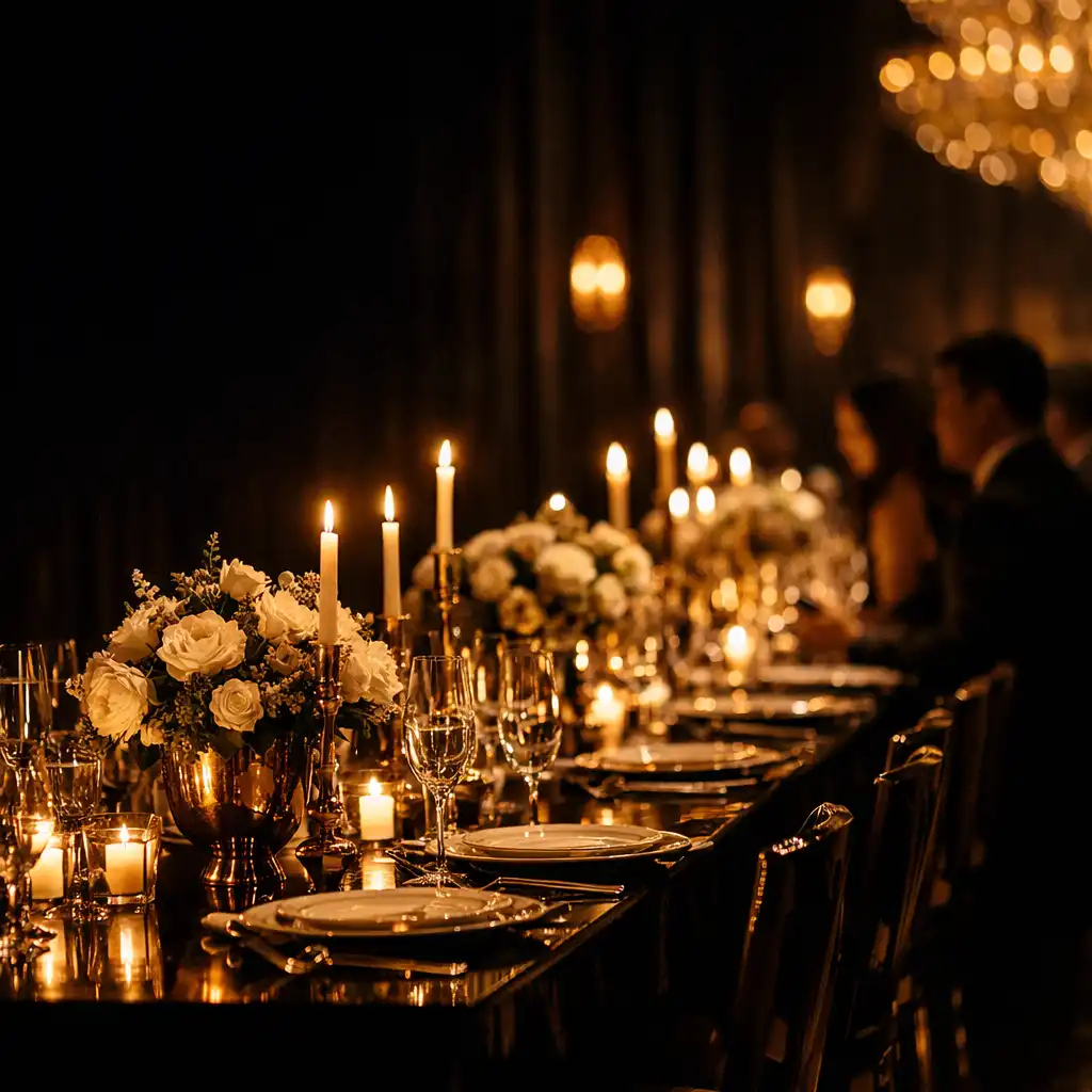 Elegancka gala z dekoracją stołów
