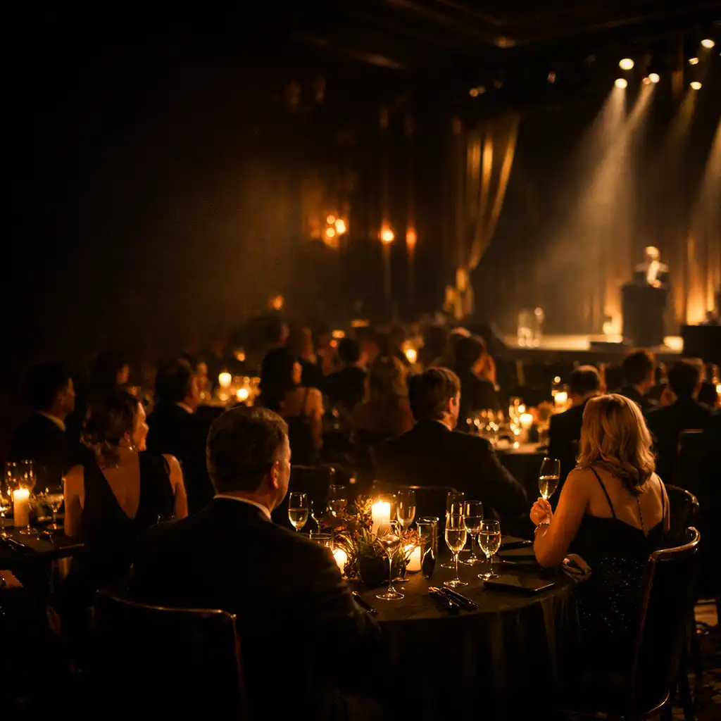Luksusowa gala wieczorna w eleganckim wnętrzu